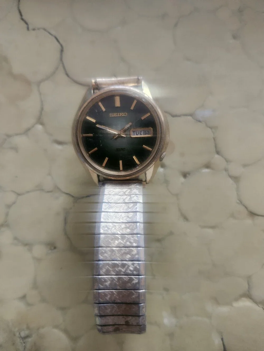 Seiko Green Dial Gold Accent Day-Date Wristwatch